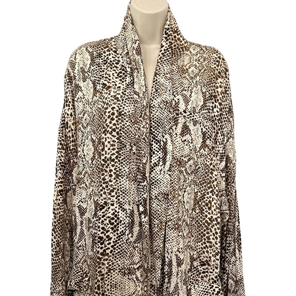 Free People Animal Print Midi Kimono Duster Cardigan Wild Nights - Picture 8 of 12